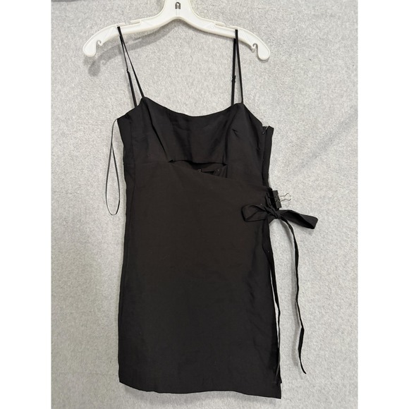 Zara Dresses & Skirts - Zara Dress Womens M Black Scoop Neck Slip Adjustable Strap Bow Mini Party
